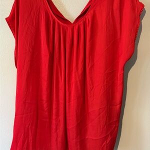 LOFT Red V-Neck Draped Tunic
